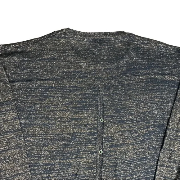 MNG MANGO Blue Sparkly Silver Metallic Thread Long Sleeve Womens Top Size L - Picture 8 of 12